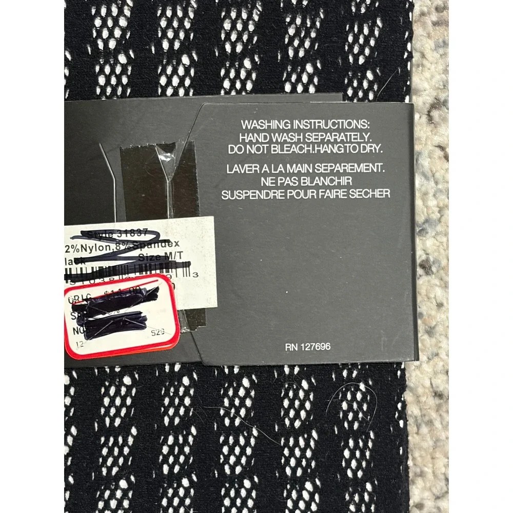 Lot of 2 Hot Sox Grey Sweater Tights M/L & Ellen Tracy Black Textured Tights M/T